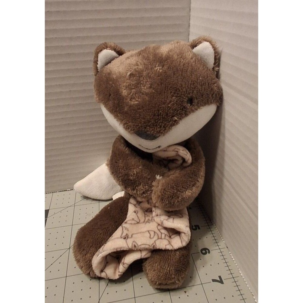 Carters Just One You Brown Fox Security Blanket lovey plush rattle